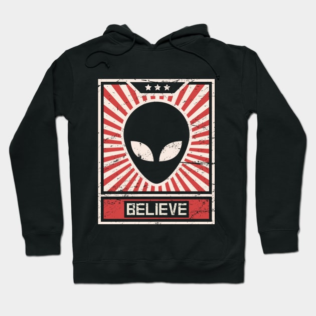 UFO Alien Propaganda Poster Hoodie by MeatMan